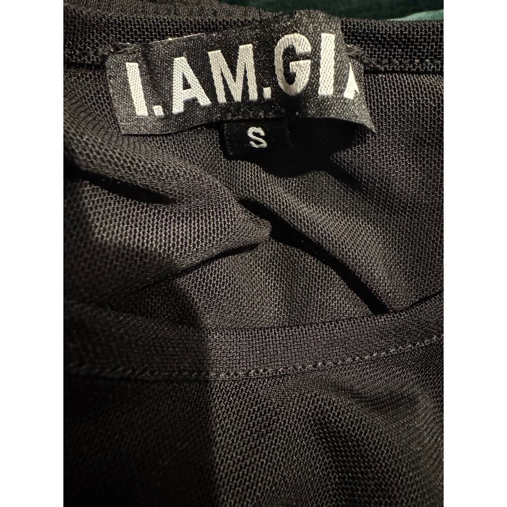 I.AM.GIA Anya Black Cutout Mesh Long Sleeve Crop Top Size Small Y2K Clubwear - Picture 5 of 7